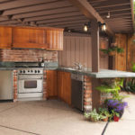 Outdoor modern kitchen that has been freshly remodeled