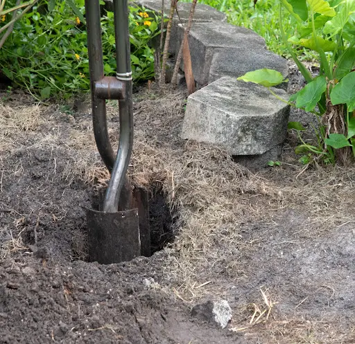 Create a deep hole for backyard flag location